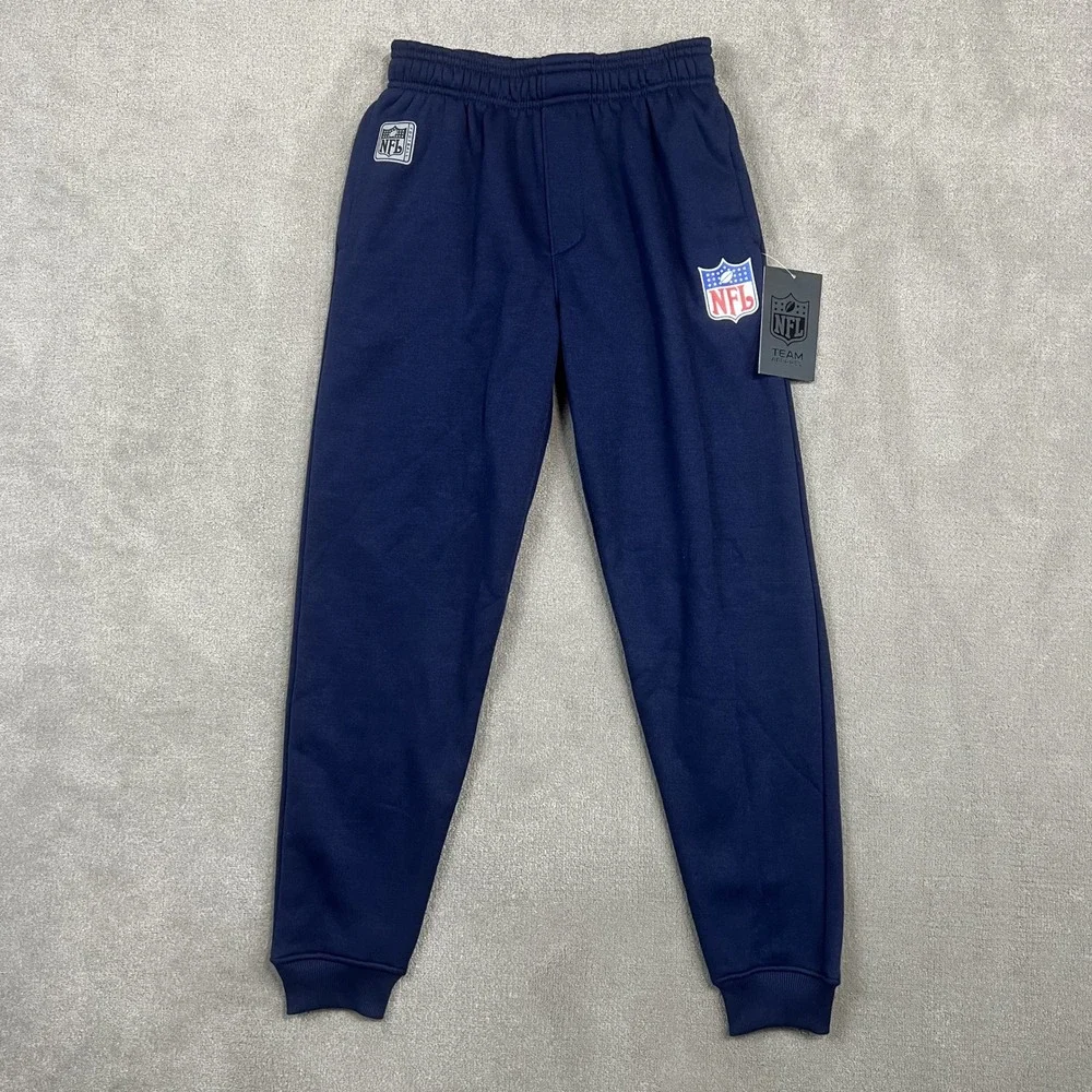 NFL Team Apparel Boys Joggers Size 14-16 Navy Blue Fleece Sweatpants NWT